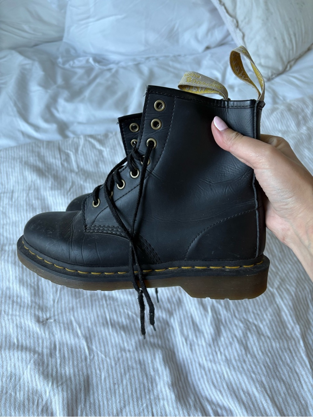 Doc Marten Black Lace-Up vegan Leather Boots
